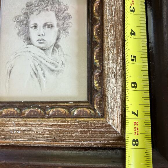 Vintage The Divine Shepherd by Bartolomé Esteban Murillo Framed Pencil Drawing - Picture 10 of 14